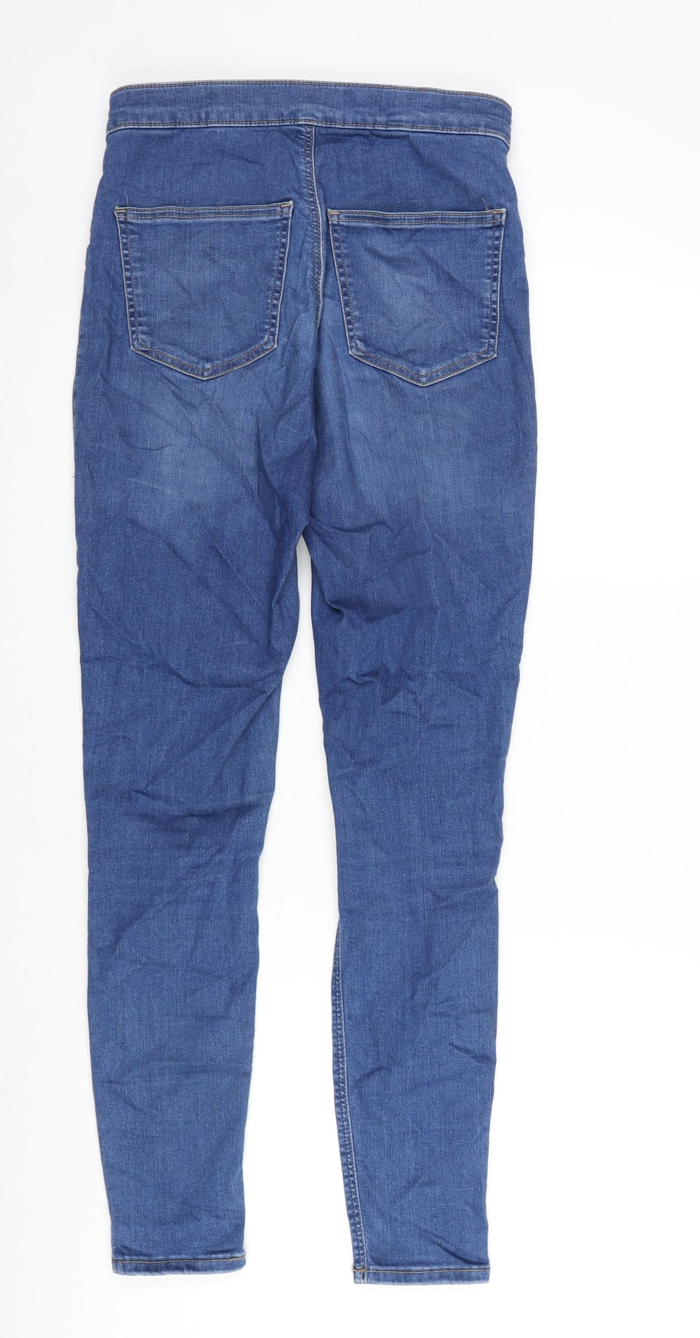 Topshop Womens Blue Cotton Blend Straight Jeans Size 30 in L32 in Regular