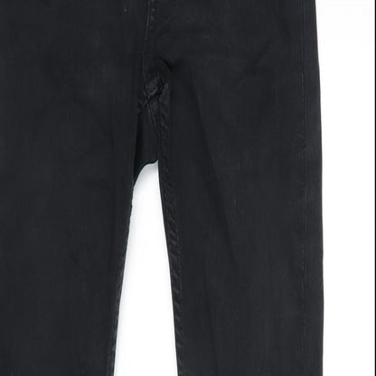 Topshop Womens Black Cotton Blend Straight Jeans Size 25 in L30 in Regular Zip