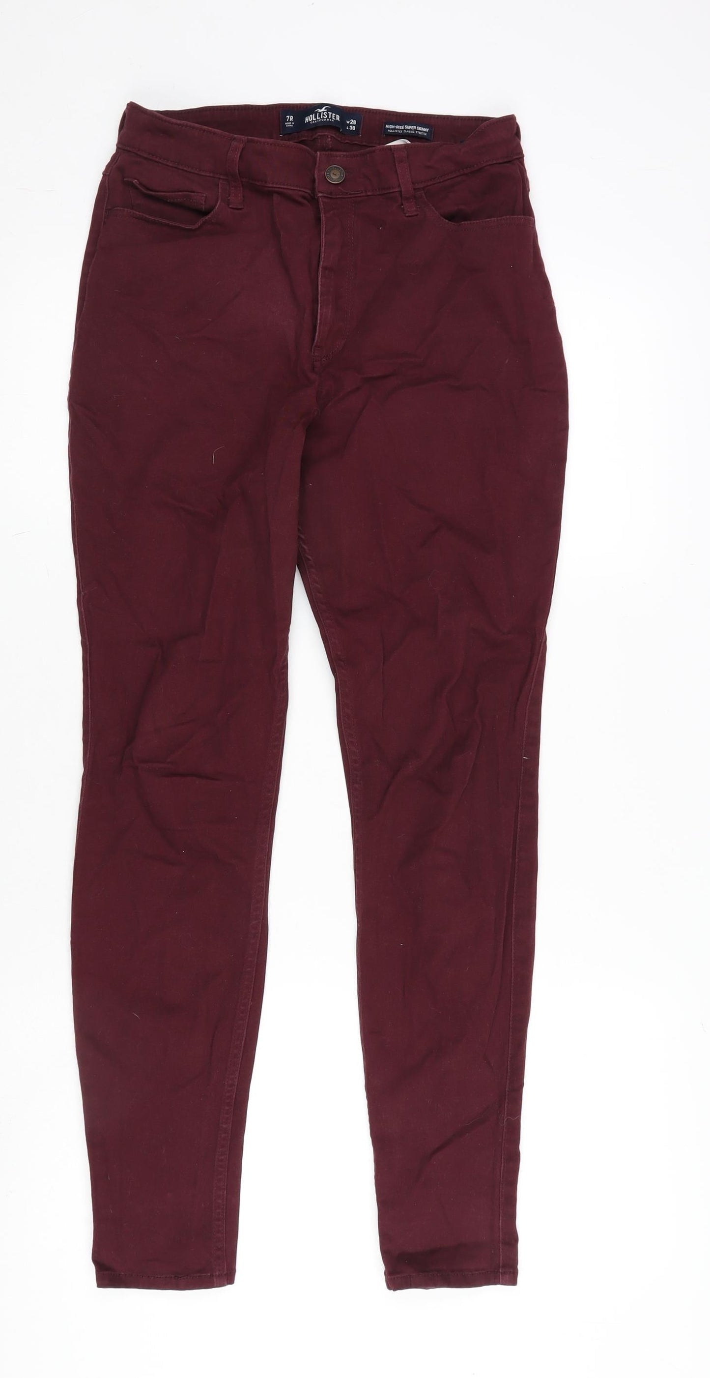 Hollister Womens Red Cotton Straight Jeans Size 28 in L30 in Regular Zip