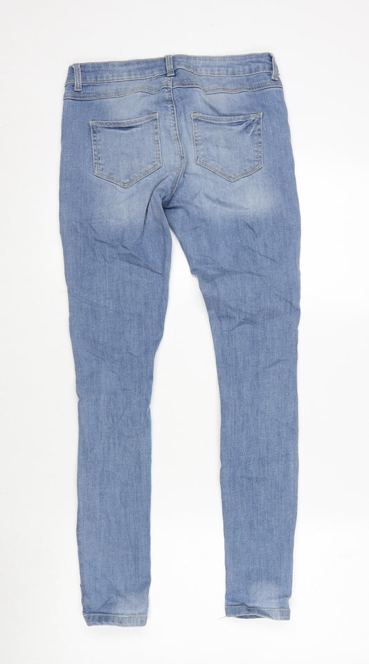 Denim & Co. Womens Blue Cotton Blend Straight Jeans Size 10 L30 in Regular Zip