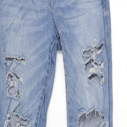 Denim & Co. Womens Blue Cotton Blend Straight Jeans Size 10 L30 in Regular Zip