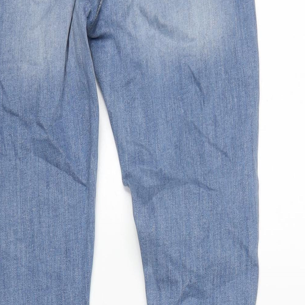 Denim & Co. Womens Blue Cotton Blend Straight Jeans Size 10 L30 in Regular Zip