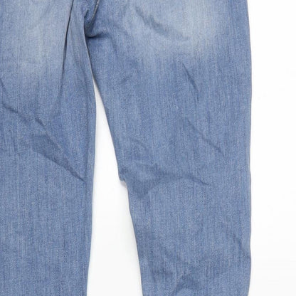 Denim & Co. Womens Blue Cotton Blend Straight Jeans Size 10 L30 in Regular Zip