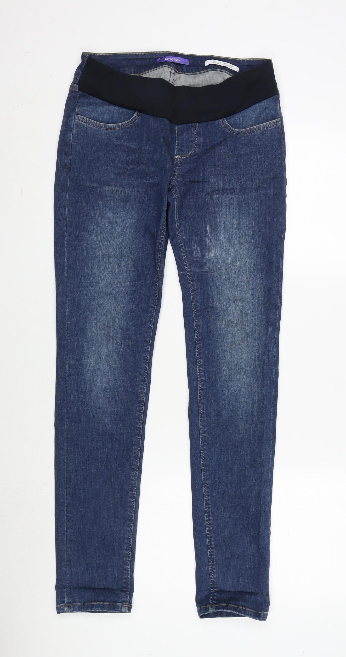 Seraphine Womens Blue Cotton Blend Jegging Jeans Size 8 L29 in Regular