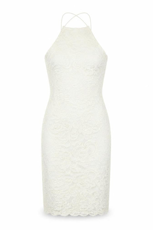 Lustre Womens White Floral Polyester Bodycon Size 10 Halter Pullover