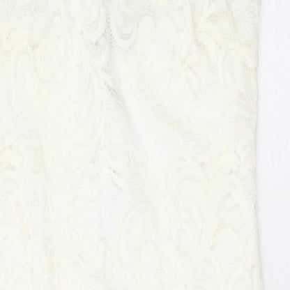 Lustre Womens White Floral Polyester Bodycon Size 10 Halter Pullover