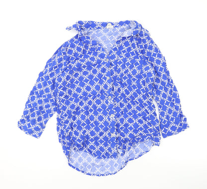 Womens UK Size 10 River Island Blue Basic Button-Up