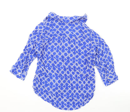 Womens UK Size 10 River Island Blue Basic Button-Up