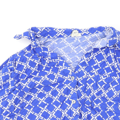 Womens UK Size 10 River Island Blue Basic Button-Up