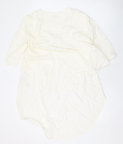 Zara Womens Ivory Lyocell Basic Blouse Size S V-Neck