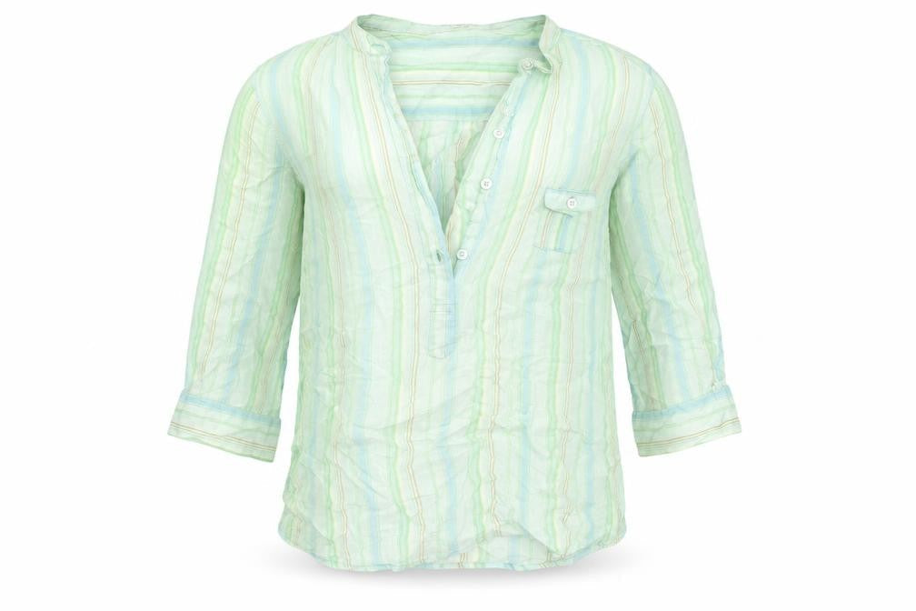 TSW Womens Green Striped Cotton Basic Button-Up Size 14 Collared