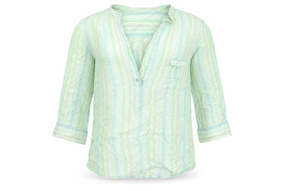 TSW Womens Green Striped Cotton Basic Button-Up Size 14 Collared