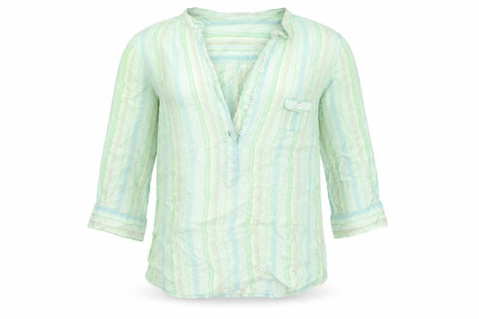TSW Womens Green Striped Cotton Basic Button-Up Size 14 Collared