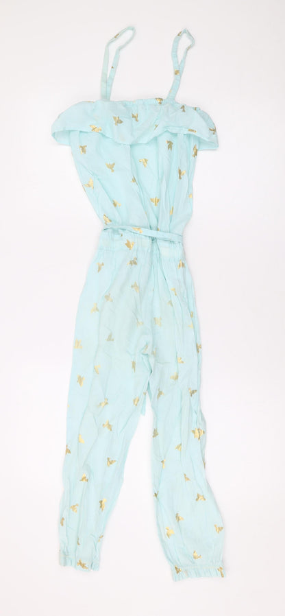 Country Road Womens Blue Geometric Cotton Jumpsuit One-Piece Size 8 L19 in