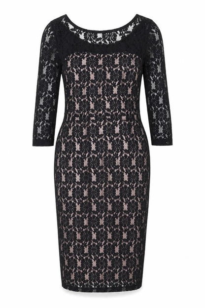 Dorothy Perkins Womens Black Floral Polyester Bodycon Size 14 Round Neck Zip