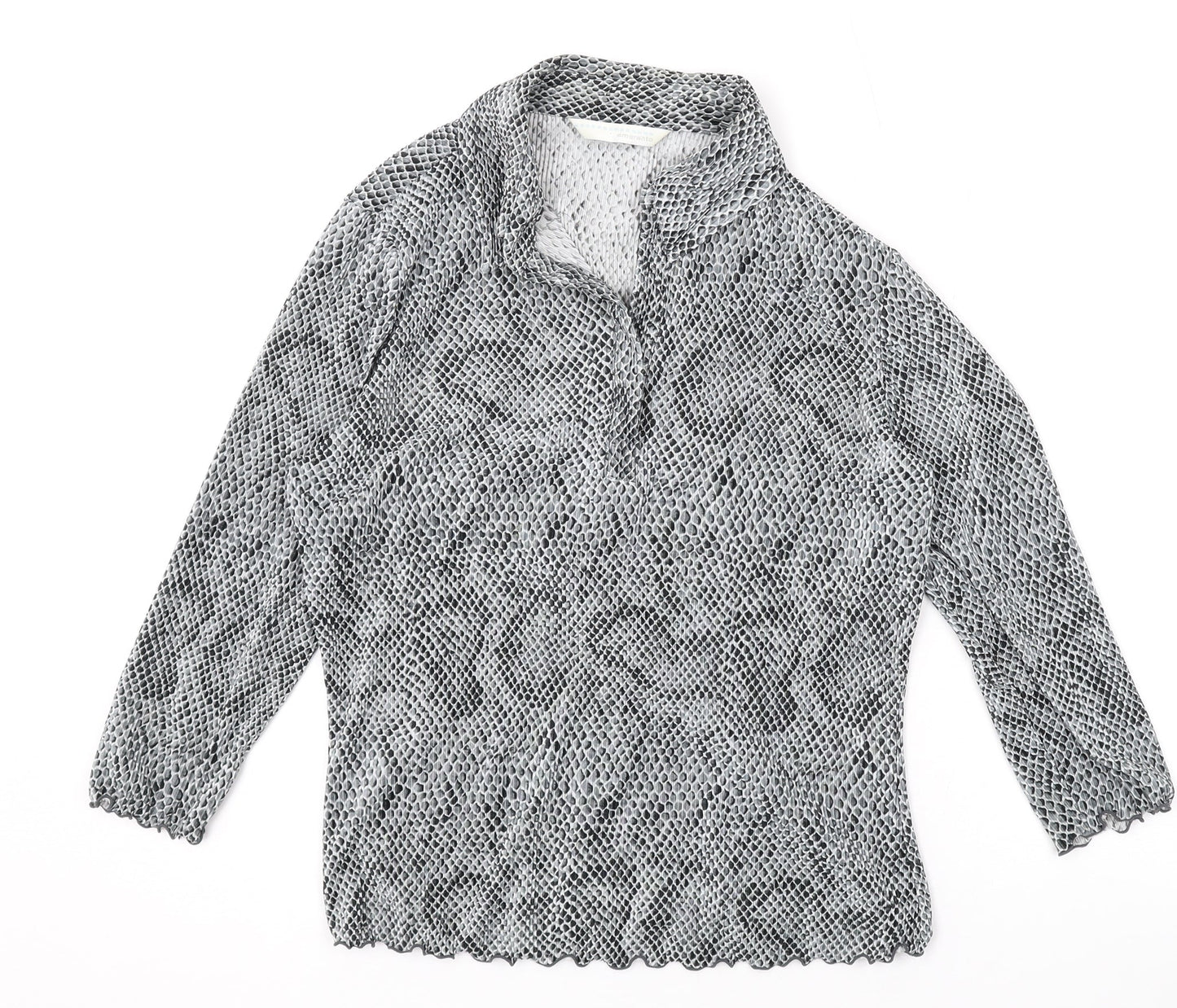 Womens UK Size 12 AMARANTO Grey Basic Blouse