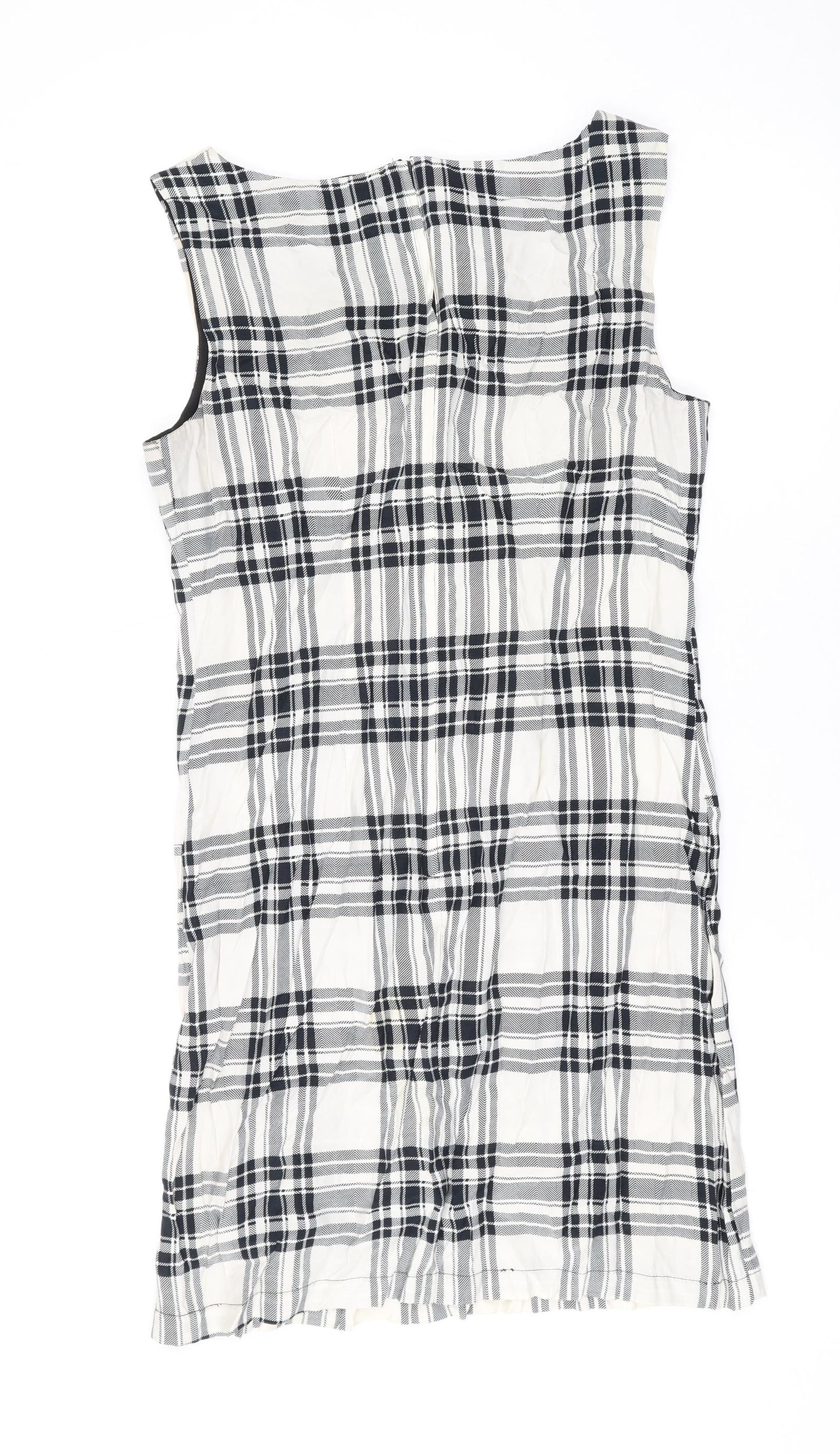 Dorothy Perkins Womens Ivory Plaid Polyester Tank Dress Size 12 Scoop Neck Pullover