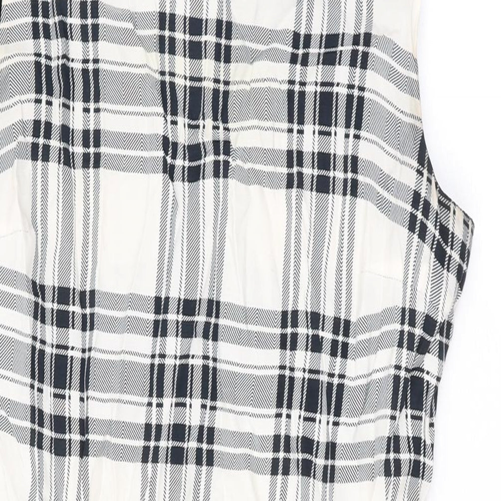 Dorothy Perkins Womens Ivory Plaid Polyester Tank Dress Size 12 Scoop Neck Pullover