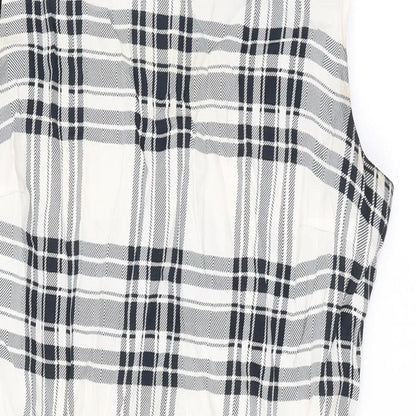 Dorothy Perkins Womens Ivory Plaid Polyester Tank Dress Size 12 Scoop Neck Pullover