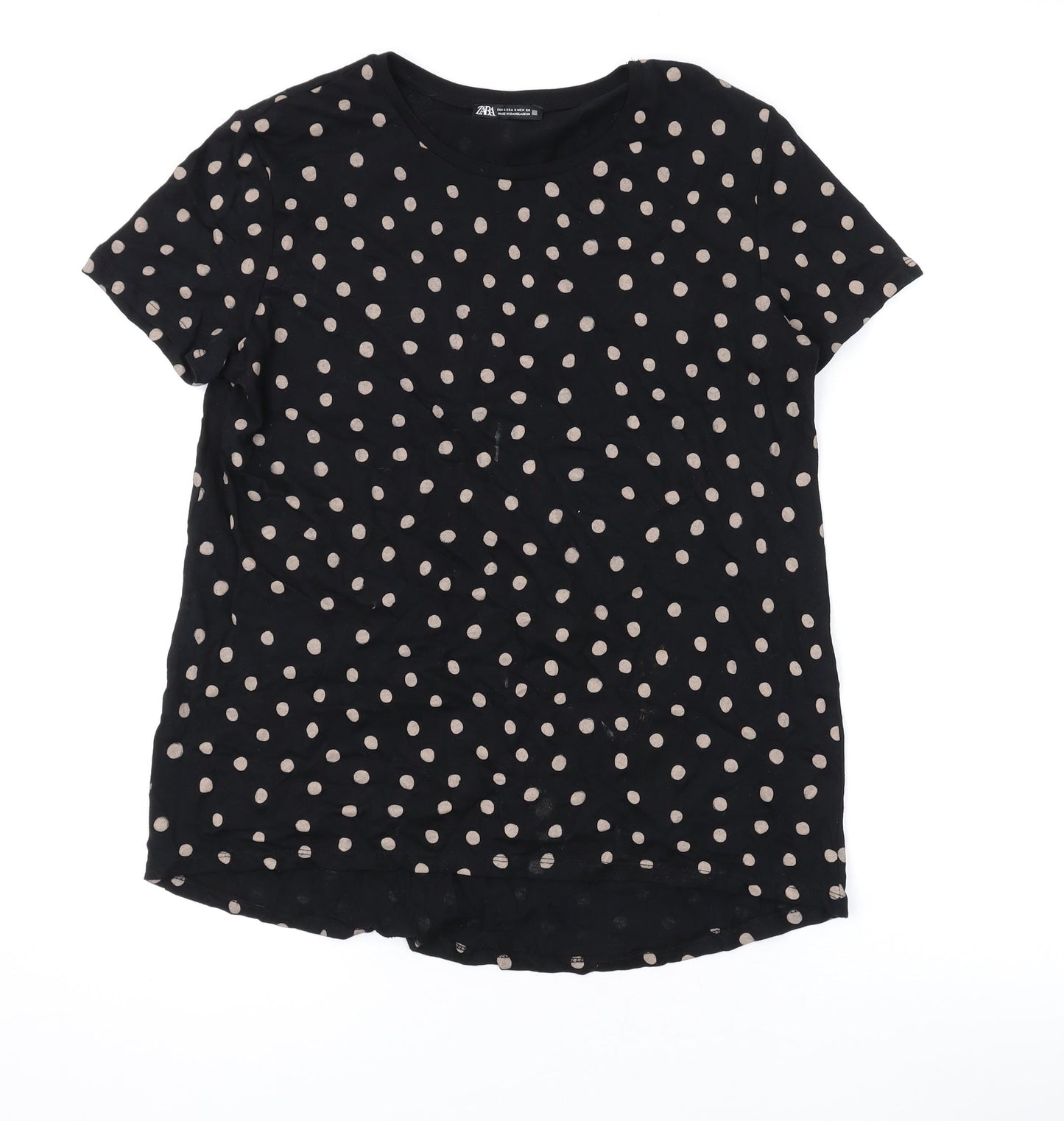 Womens UK Size S Zara Black Basic T-Shirt