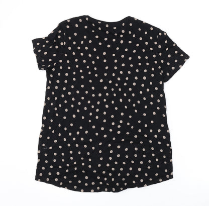 Womens UK Size S Zara Black Basic T-Shirt