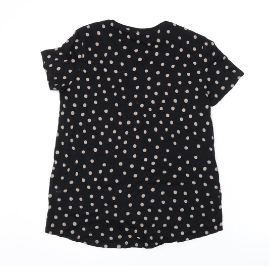 Womens UK Size S Zara Black Basic T-Shirt