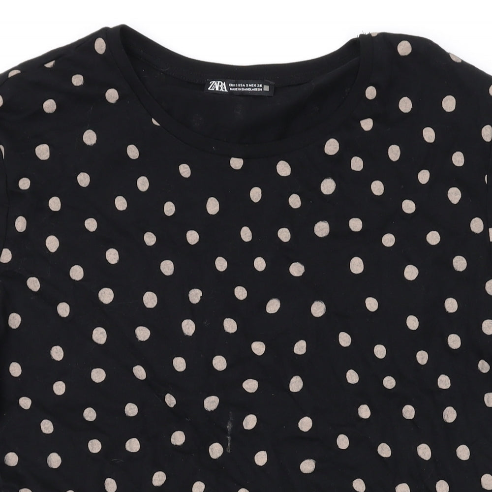 Womens UK Size S Zara Black Basic T-Shirt