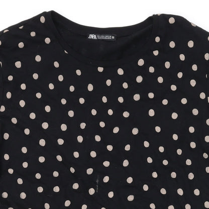 Womens UK Size S Zara Black Basic T-Shirt