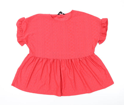Womens UK Size 10 New Look Pink Basic T-Shirt