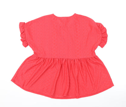 Womens UK Size 10 New Look Pink Basic T-Shirt