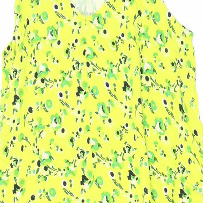 NEXT Womens Yellow Floral Viscose Tank Dress Size M Scoop Neck Pullover