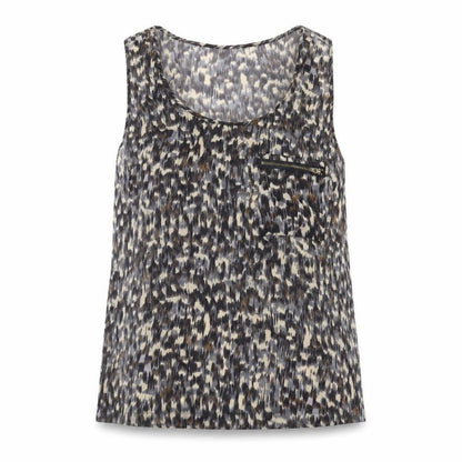 Topshop Womens Brown Geometric Polyester Basic Tank Size 12 Scoop Neck