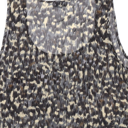 Topshop Womens Brown Geometric Polyester Basic Tank Size 12 Scoop Neck