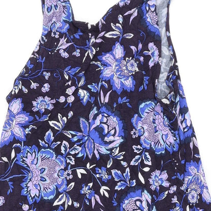 NEXT Womens Blue Floral Viscose Tank Dress Size S Scoop Neck Pullover