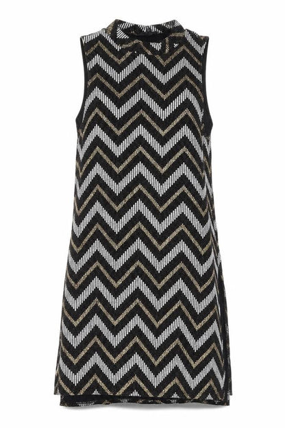 River Island Womens Multicoloured Geometric Nylon Tank Dress Size 10 Round Neck Pullover - Glitter