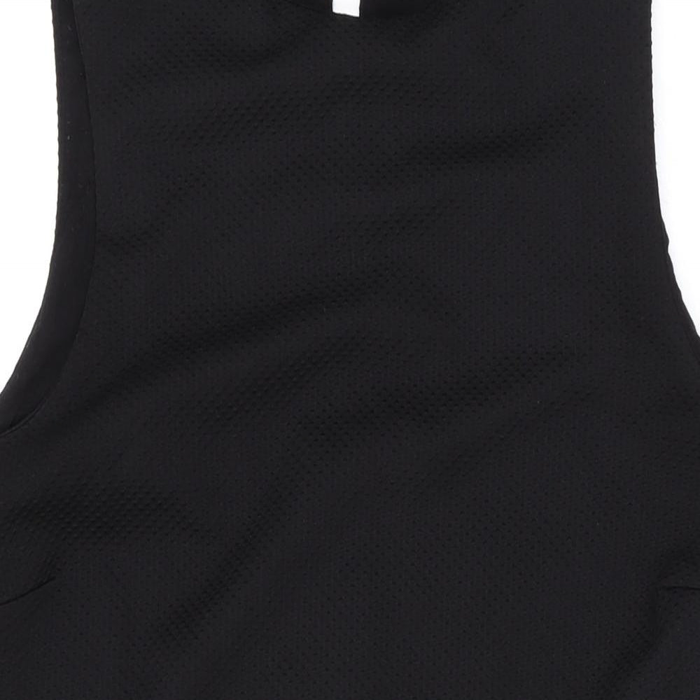 Dorothy Perkins Womens Black Viscose Tank Dress Size 12 Round Neck Button