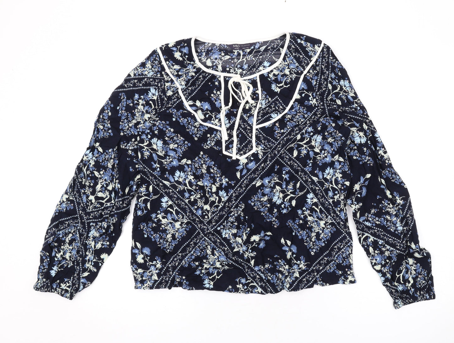 Womens UK Size 14 Marks and Spencer Blue Basic Blouse