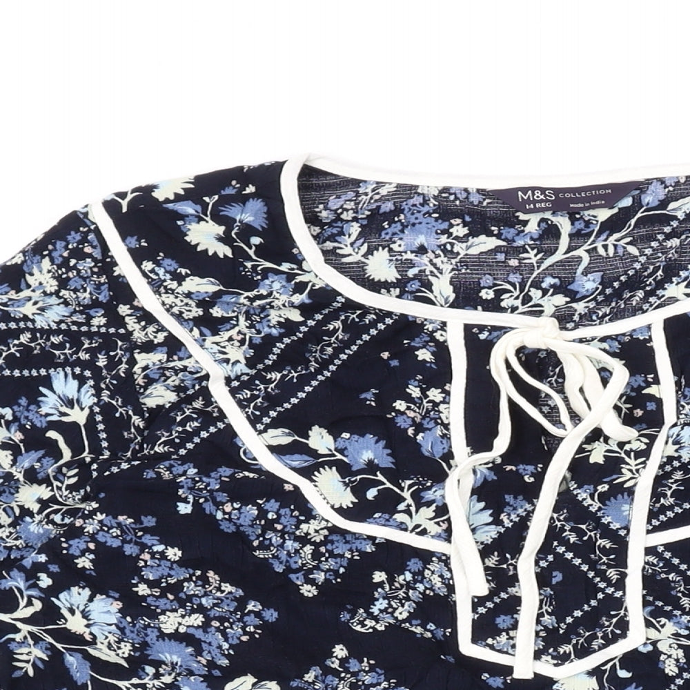 Womens UK Size 14 Marks and Spencer Blue Basic Blouse