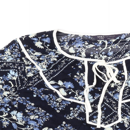 Womens UK Size 14 Marks and Spencer Blue Basic Blouse