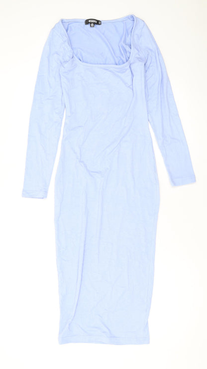 Missguided Womens Blue Polyester Maxi Size 8 Square Neck Pullover