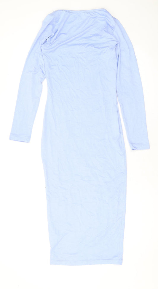 Missguided Womens Blue Polyester Maxi Size 8 Square Neck Pullover