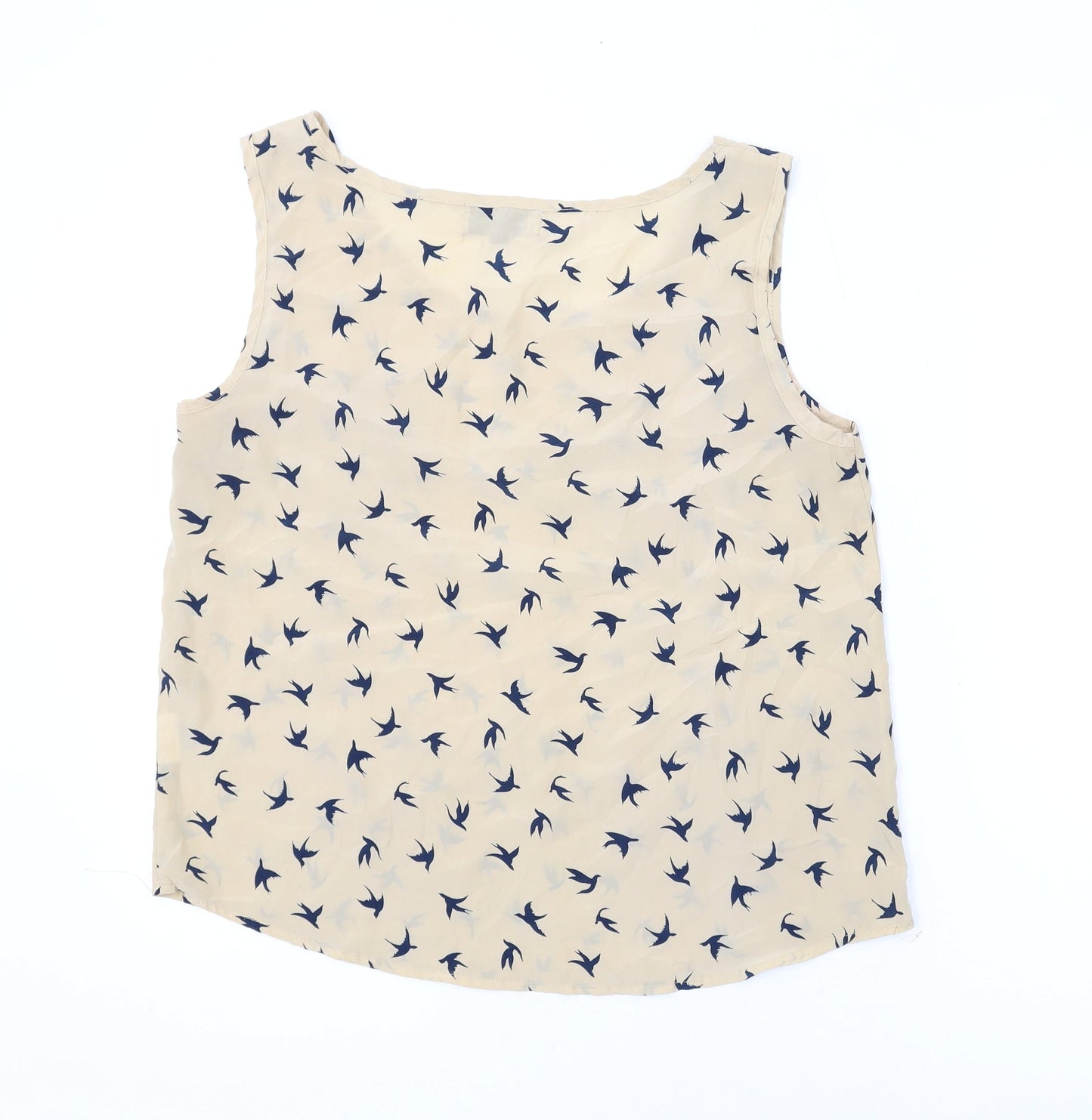 Womens UK Size 12 Hearts & Bows Beige Basic Tank