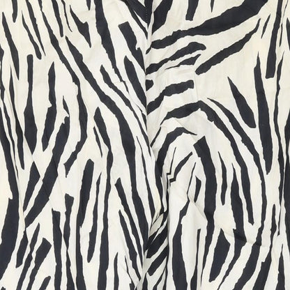 Mango Womens Beige Animal Print Cotton Trousers Size 14 L24 in Regular Zip