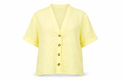Womens UK Size 10 New Look Yellow Basic Button-Up