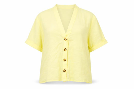 Womens UK Size 10 New Look Yellow Basic Button-Up
