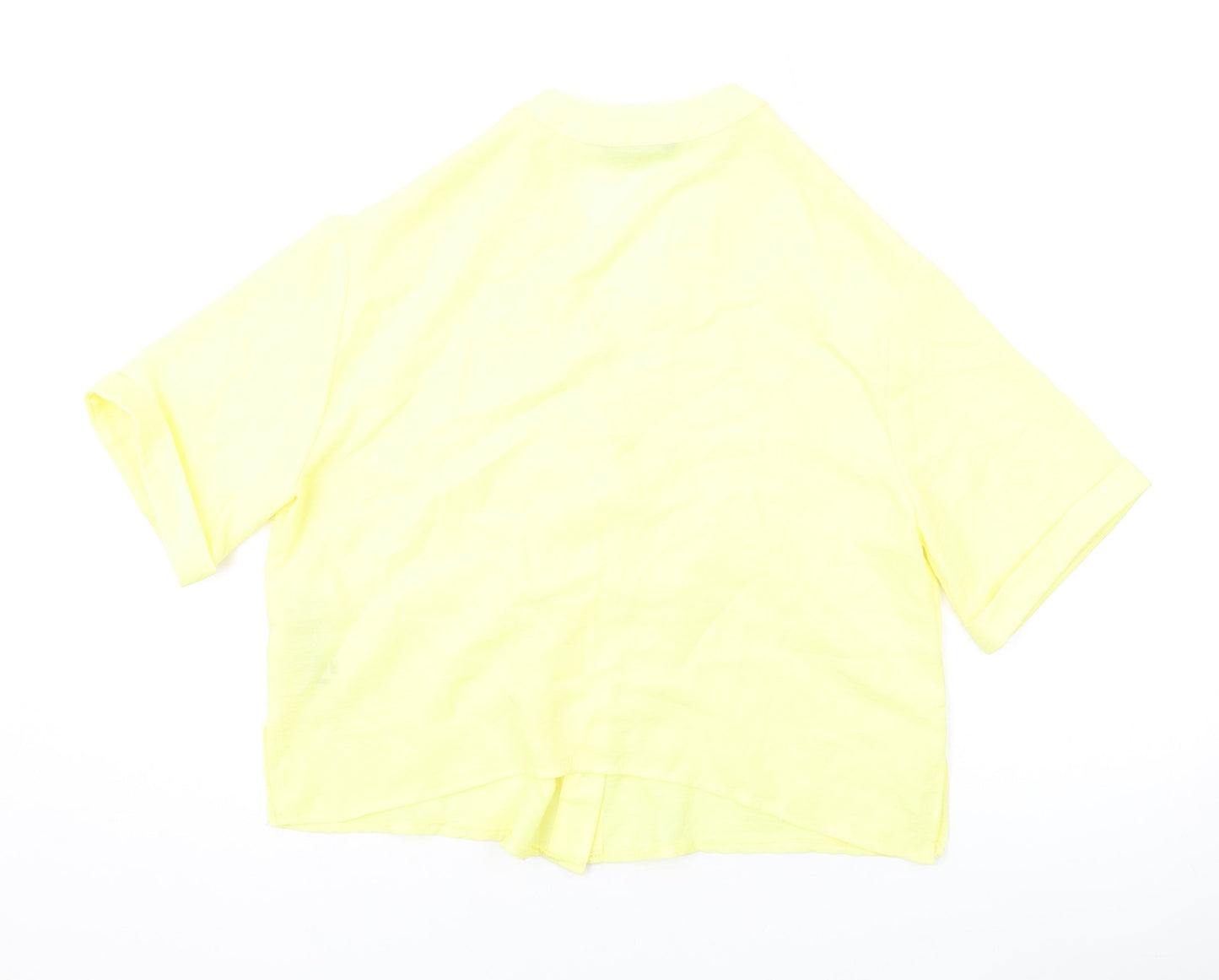 Womens UK Size 10 New Look Yellow Basic Button-Up