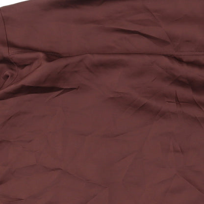 H&M Womens Brown Polyester Basic Button-Up Size XL Collared