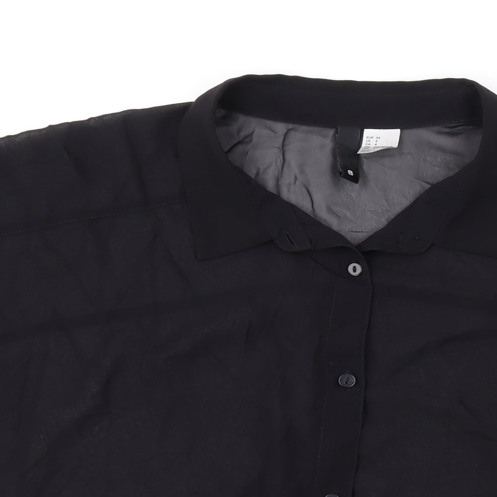 Womens UK Size 8 H&M Black Basic Button-Up
