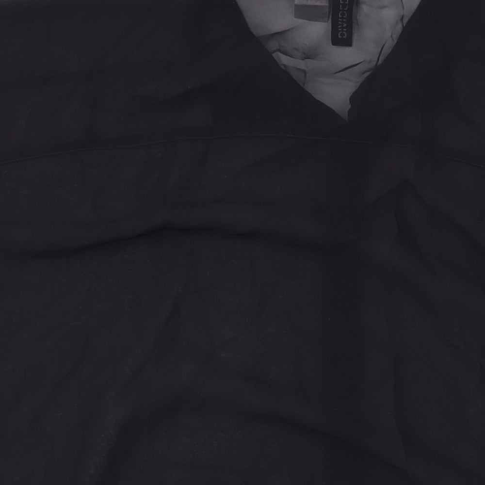 Womens UK Size 8 H&M Black Basic Button-Up