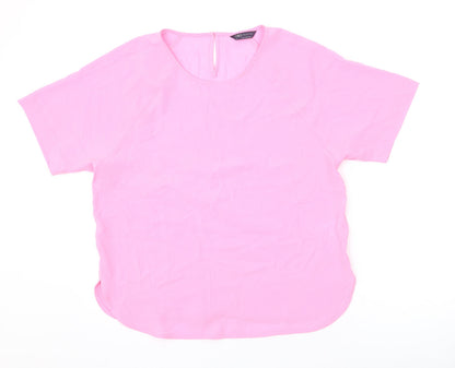 Womens UK Size 14 Marks and Spencer Pink Basic T-Shirt